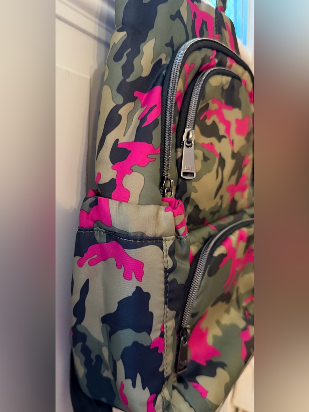 Lug Hatchback Backpack in a Camo Pink Pattern - Picture 5 of 11